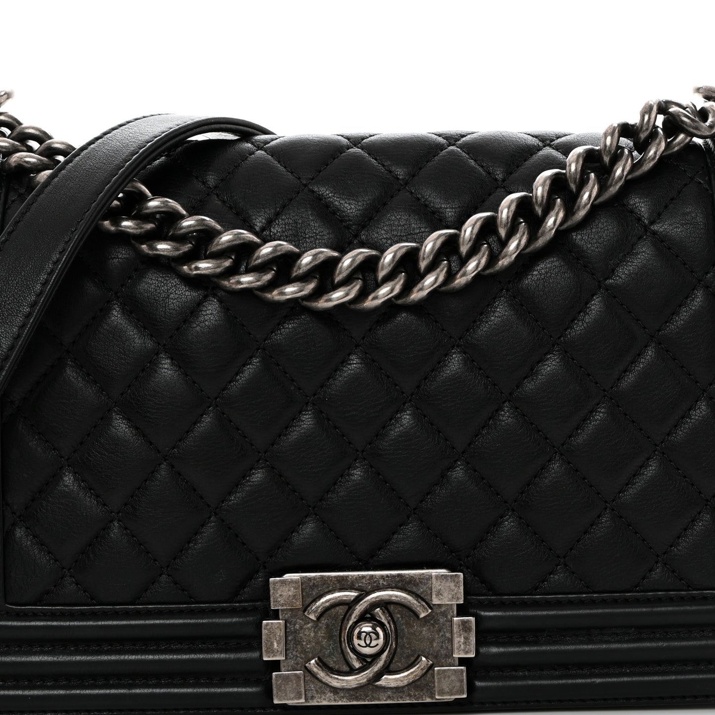 Calfskin Quilted Medium Boy Flap Black