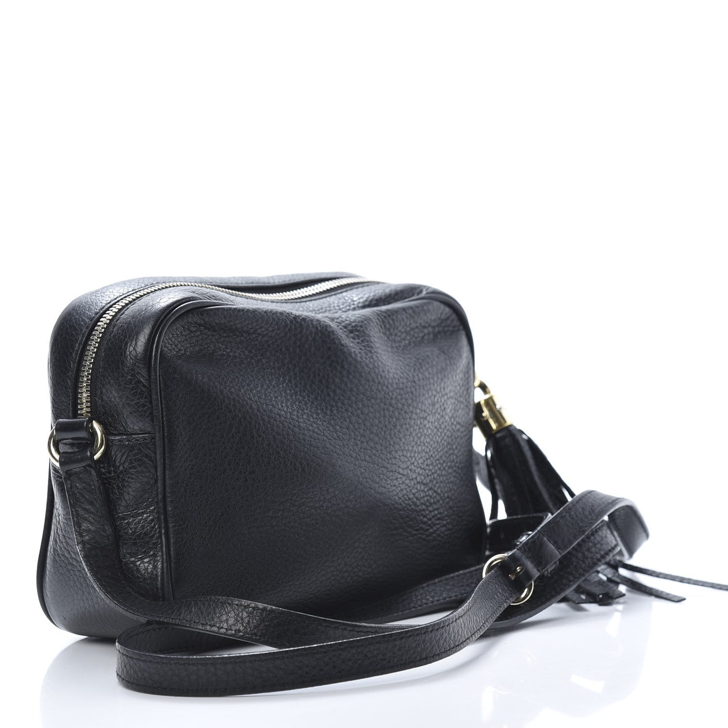 Pebbled Calfskin Small Soho Disco Bag Black