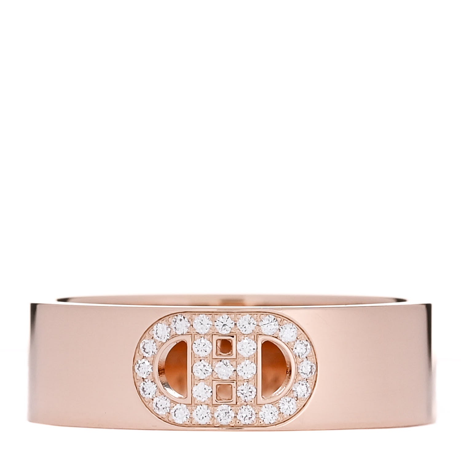 Hermes 18K Rose Gold Diamond PM H D'Ancre Ring 51 5.75 1 of 5