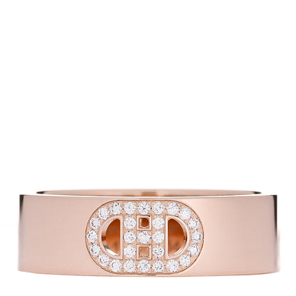 Hermes 18K Rose Gold Diamond PM H D'Ancre Ring 51 5.75 1 of 5
