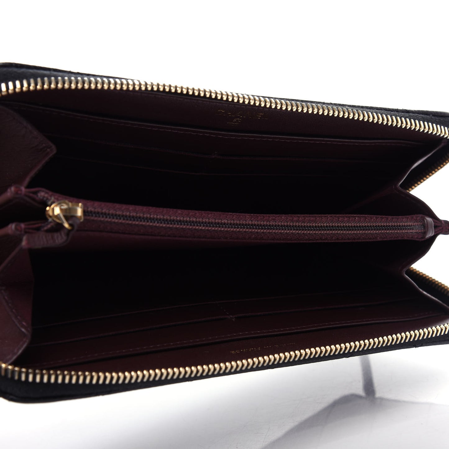 Caviar Quilted Large Gusset Zip Around Wallet Black