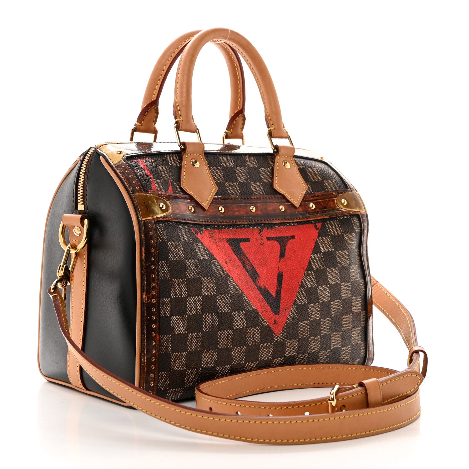 Louis Vuitton Transformed Damier Ebene Time Trunk Speedy Bandouliere 25 Black 3 of 13