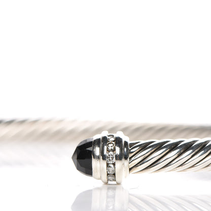 David Yurman Sterling Silver Diamond Black Onyx 5mm Cable Classics Princess Bracelet 4 of 6