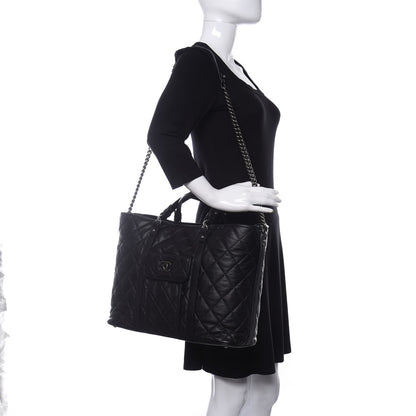 Chanel Calfskin Quilted Casual Riviera Tote Black 2 of 12