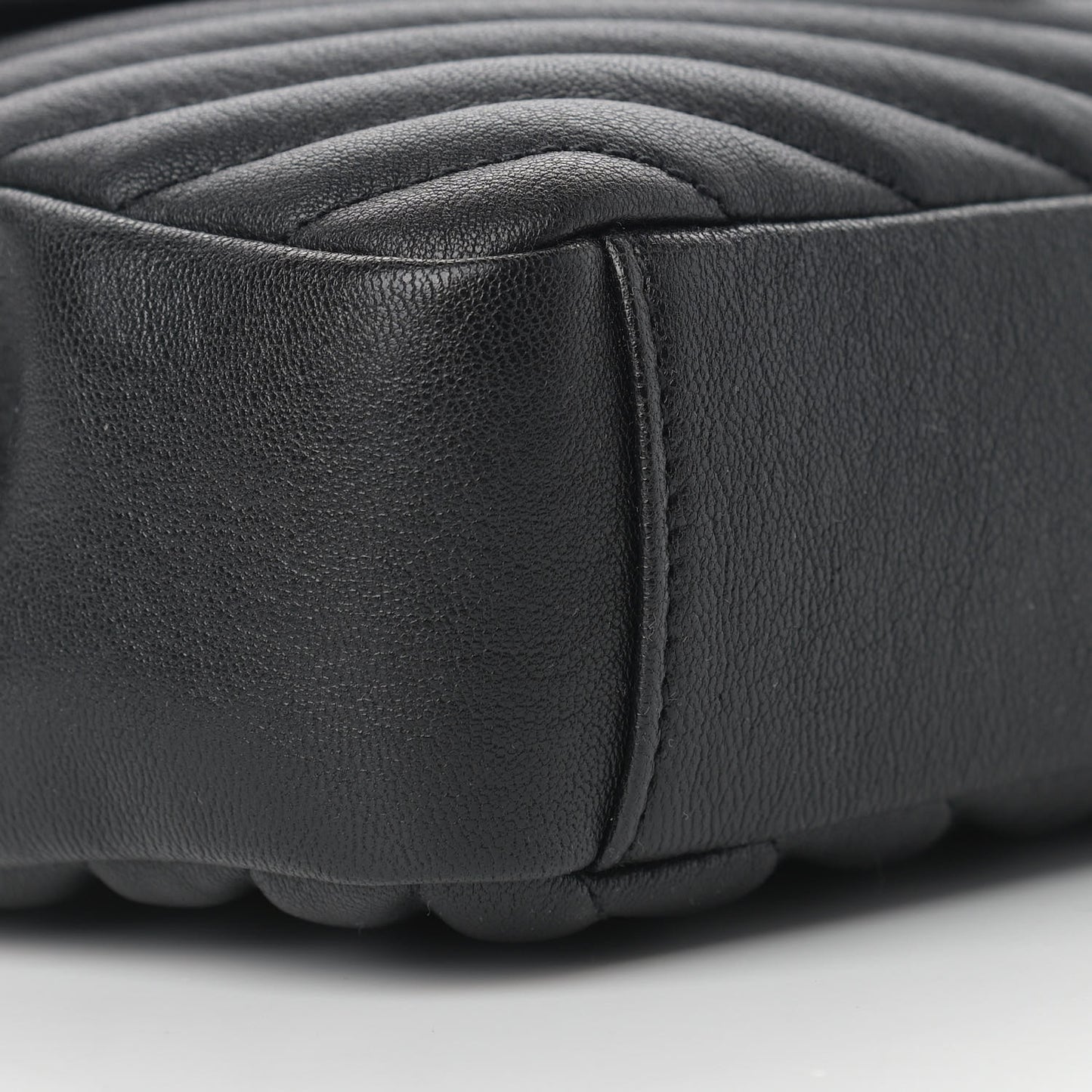 Sheepskin Matelasse Chevron Monogram Medium College Bag Black