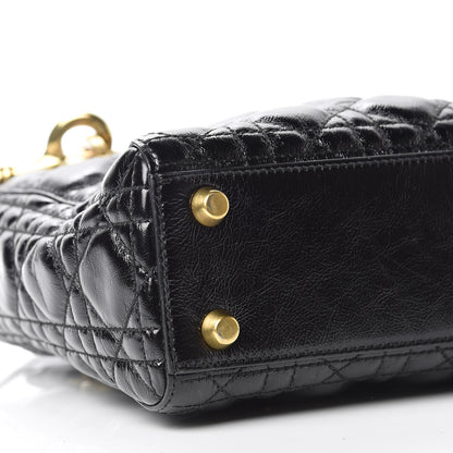 Christian Dior Crinkled Patent Cannage Small Lucky Badges My Lady Dior Black 6 of 10