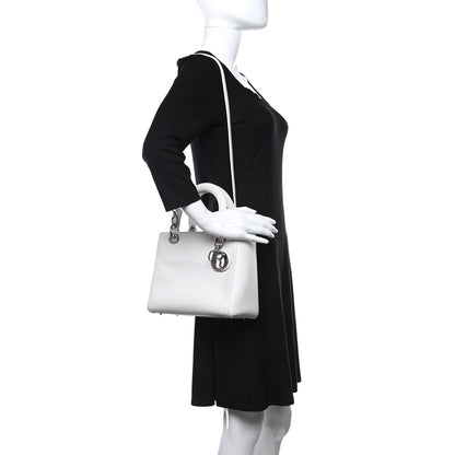 Christian Dior Grained Calfskin Medium Lady Dior White 3 of 11