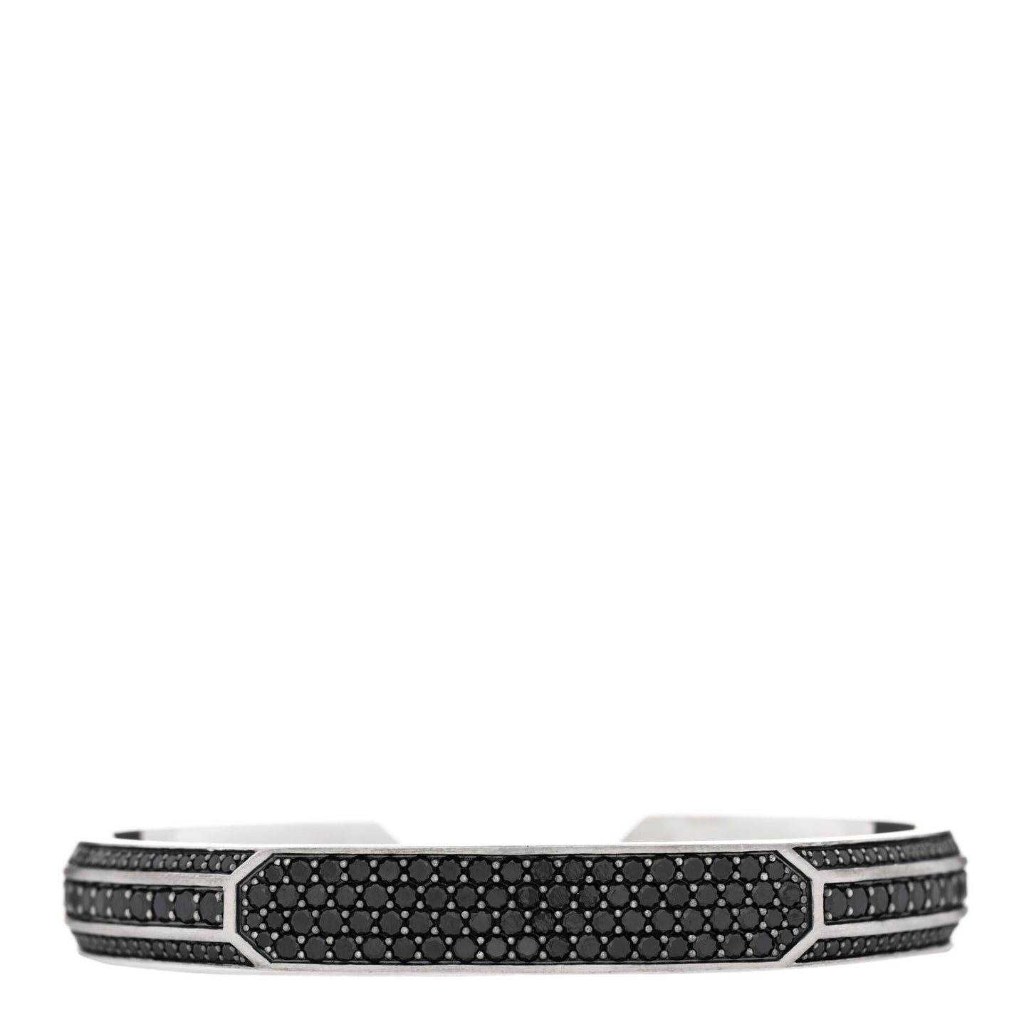 Sterling Silver Black Diamond Heirloom Pave Cuff Bracelet