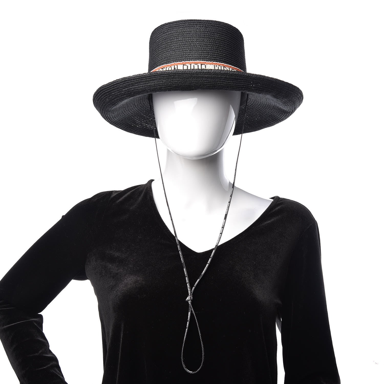 Christian Dior Hemp Beaded Logo Hat 57 Black 2 of 9