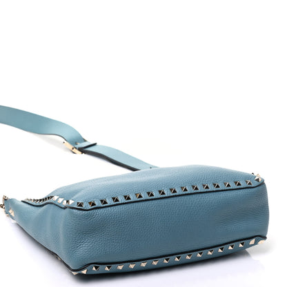Valentino Garavani Pebbled Calfskin Small Rockstud Flip-Lock Messenger Bag Light Blue 4 of 8