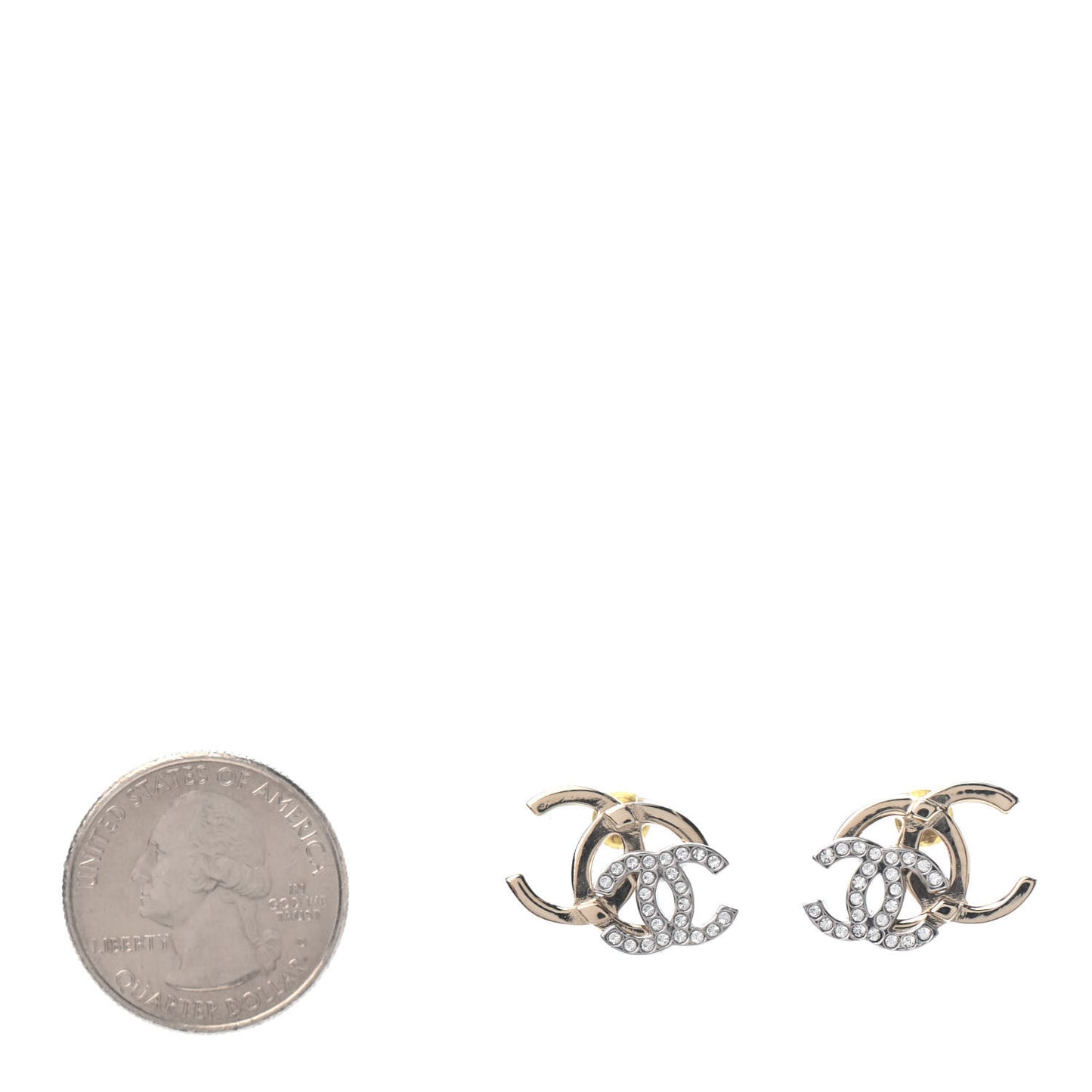 Crystal Double CC Earrings Gold Silver