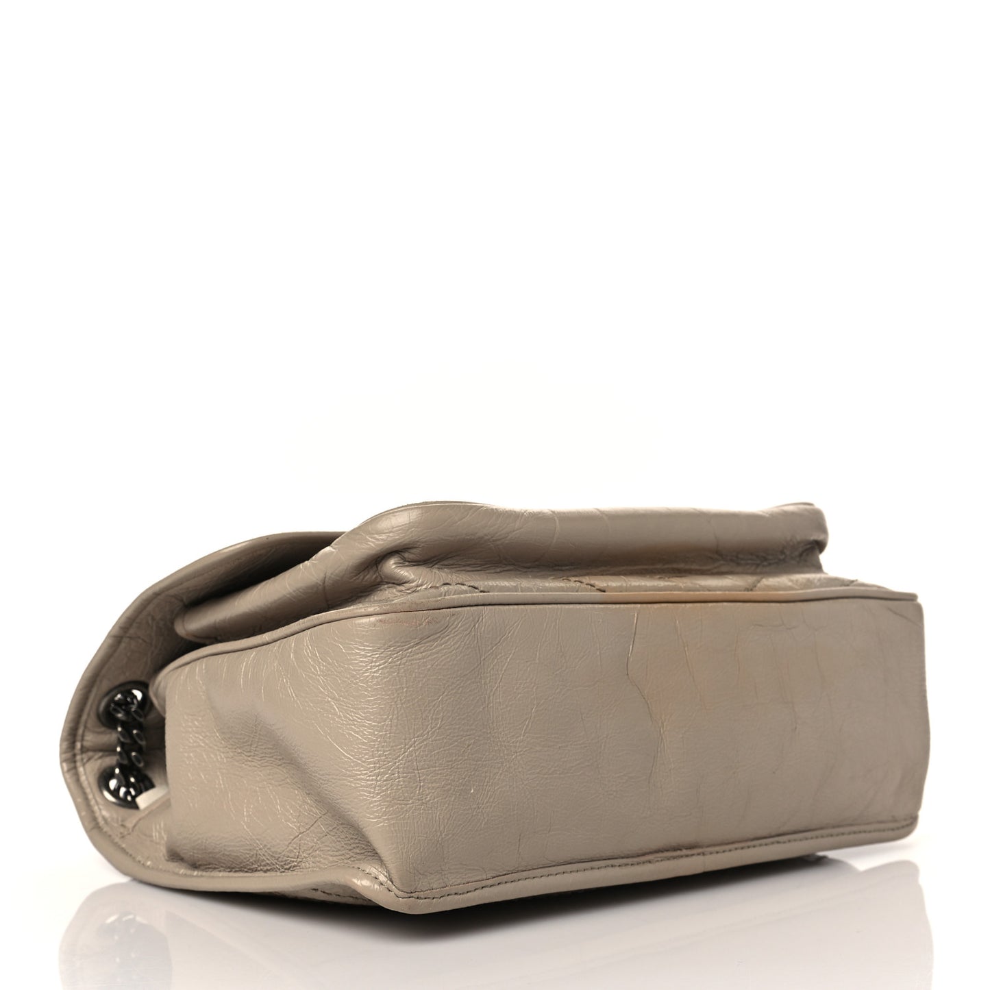 Crinkled Calfskin Matelasse Monogram Medium Niki Chain Satchel Light Natural
