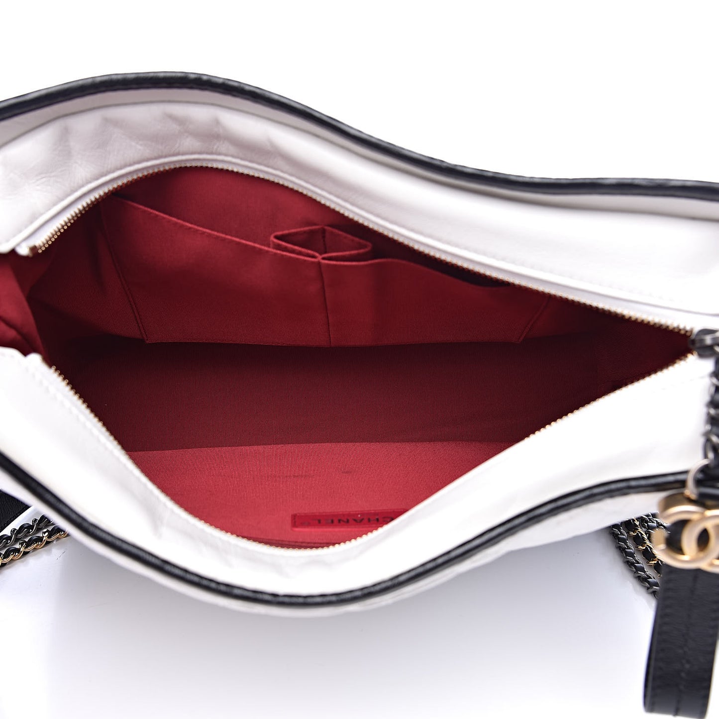 Aged Calfskin Quilted Large Gabrielle Hobo White Black