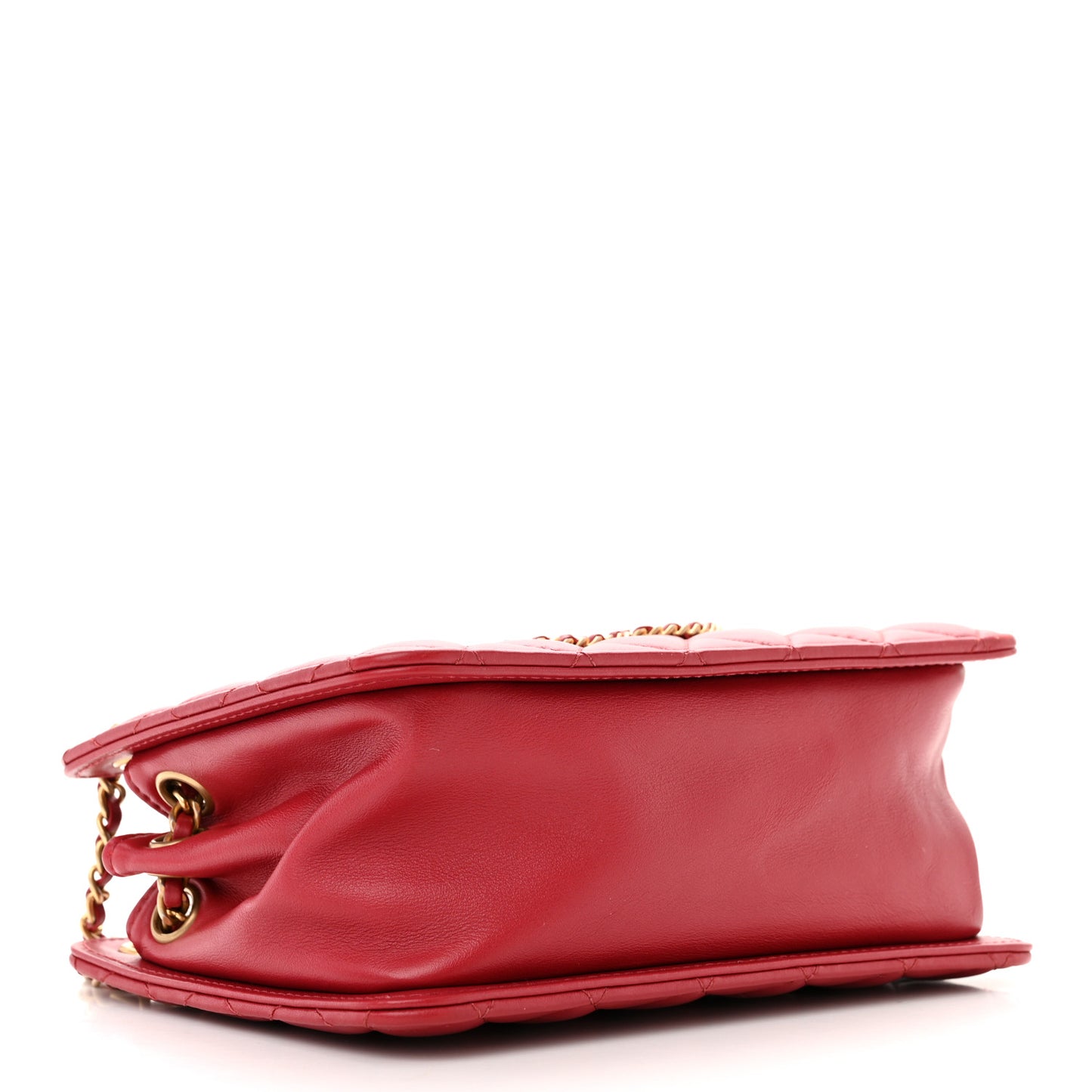 Calfskin Quilted Small CC Chain Accordion Tote Red