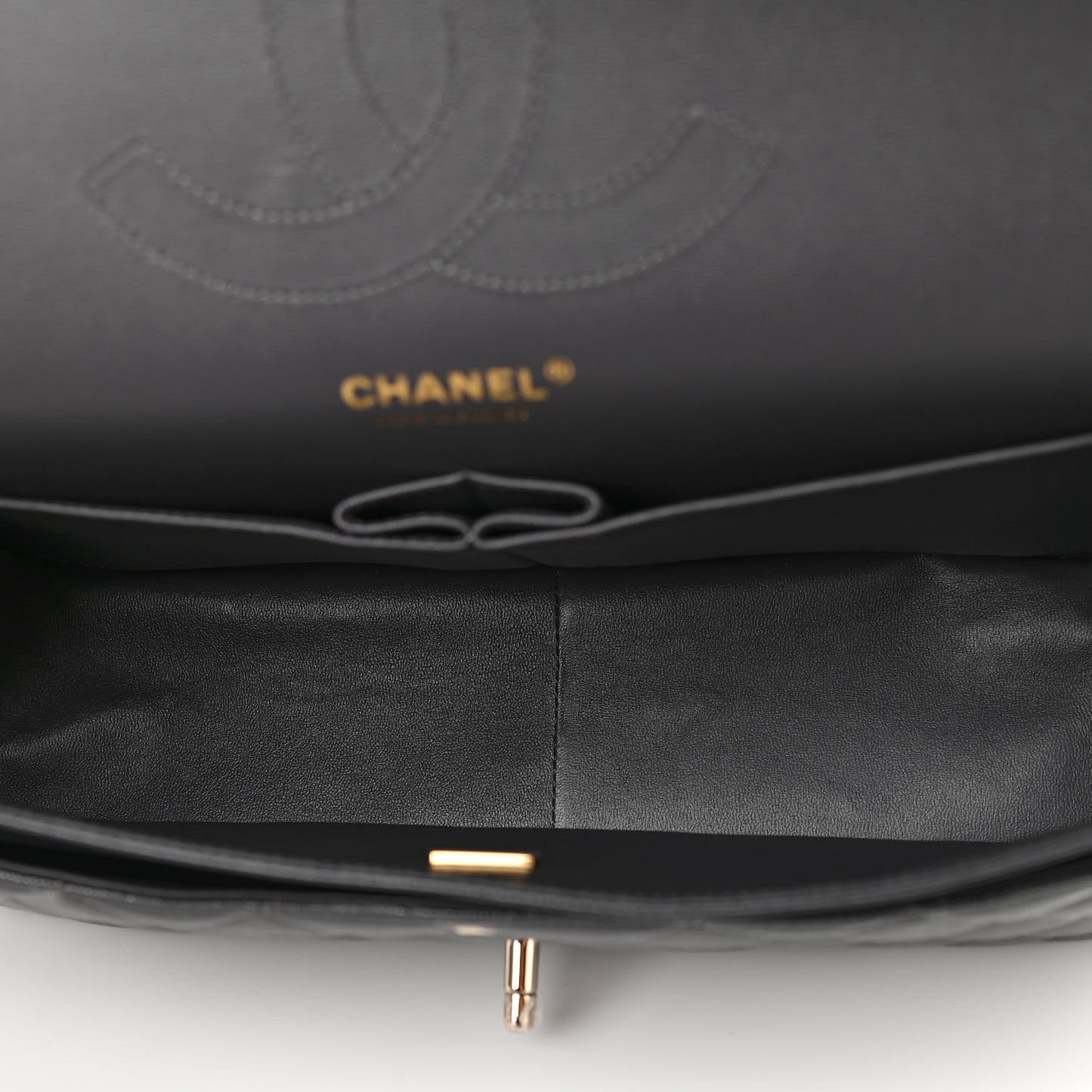 Caviar Quilted Jumbo Double Flap Dark Grey