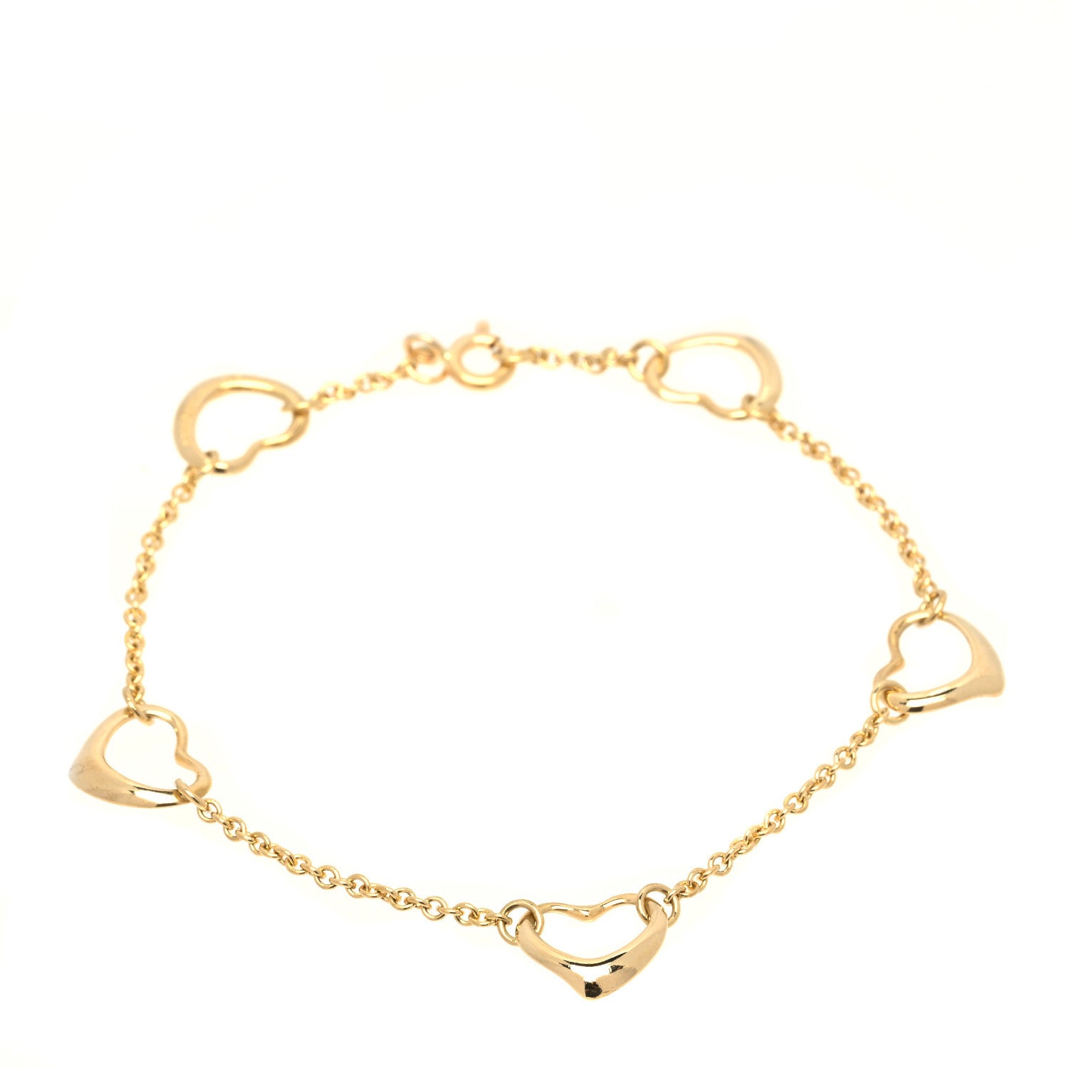 Tiffany 18K Yellow Gold Elsa Peretti 5 Open Heart Bracelet 1 of 4