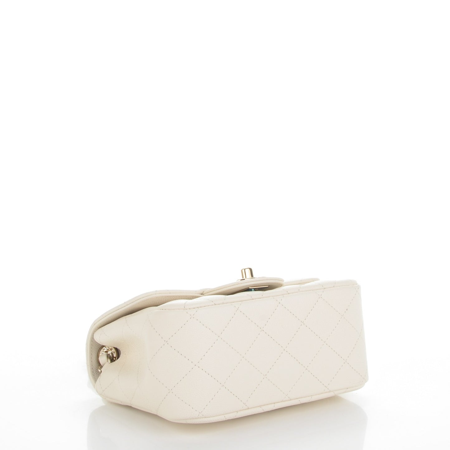 Caviar Quilted Mini Square Flap White