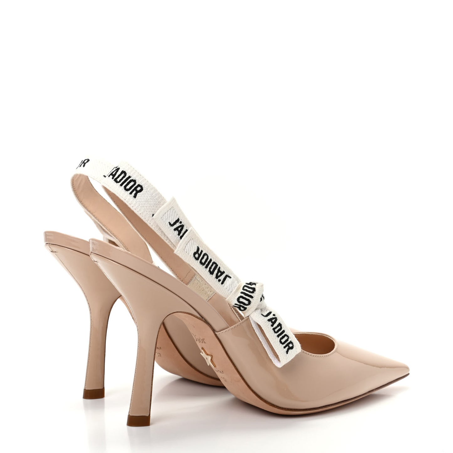 Patent Ribbon J'Adior Slingback 100mm Pumps 37 Nude