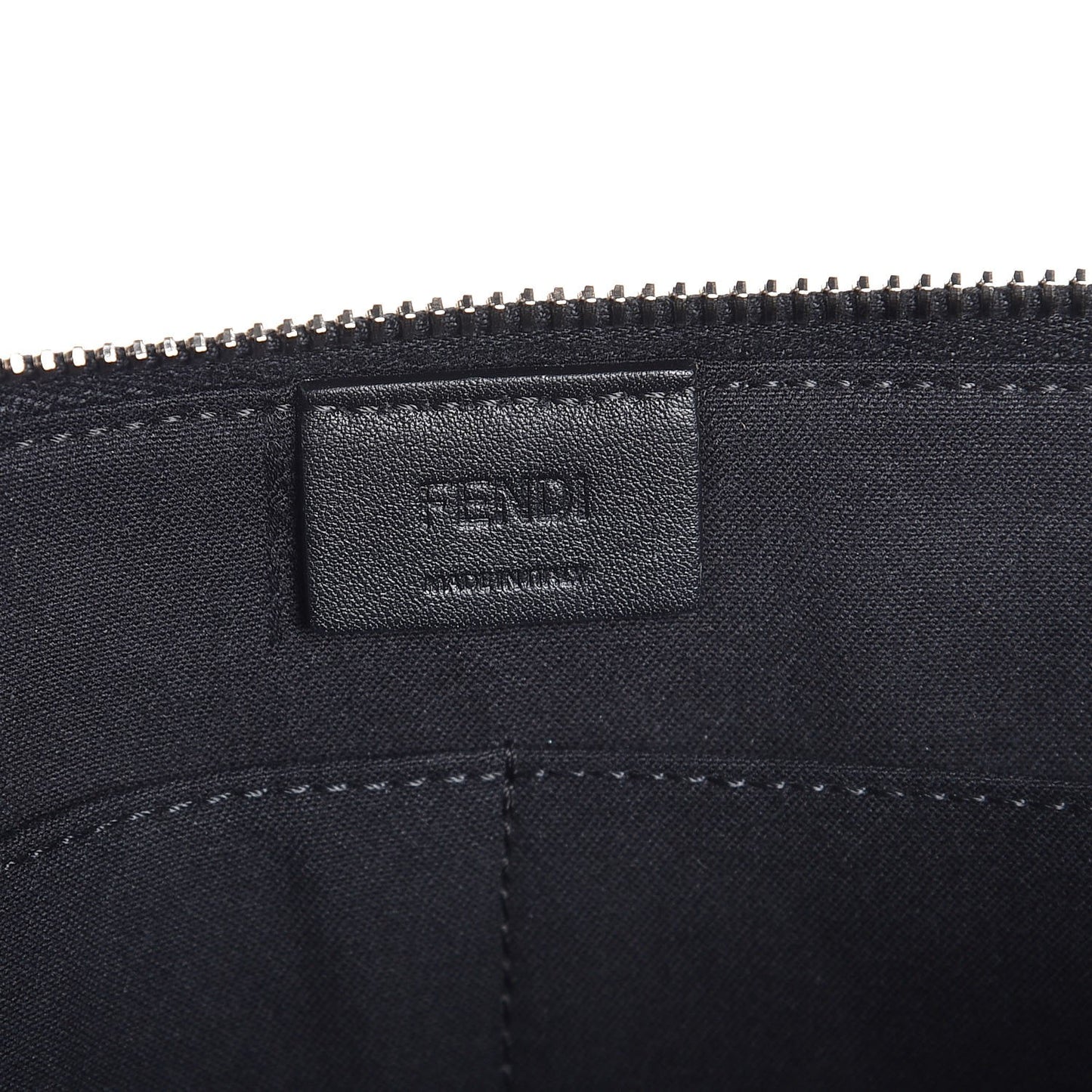Vitello Elite Mink Fur Studded Karlito Zip Around Pouch Black
