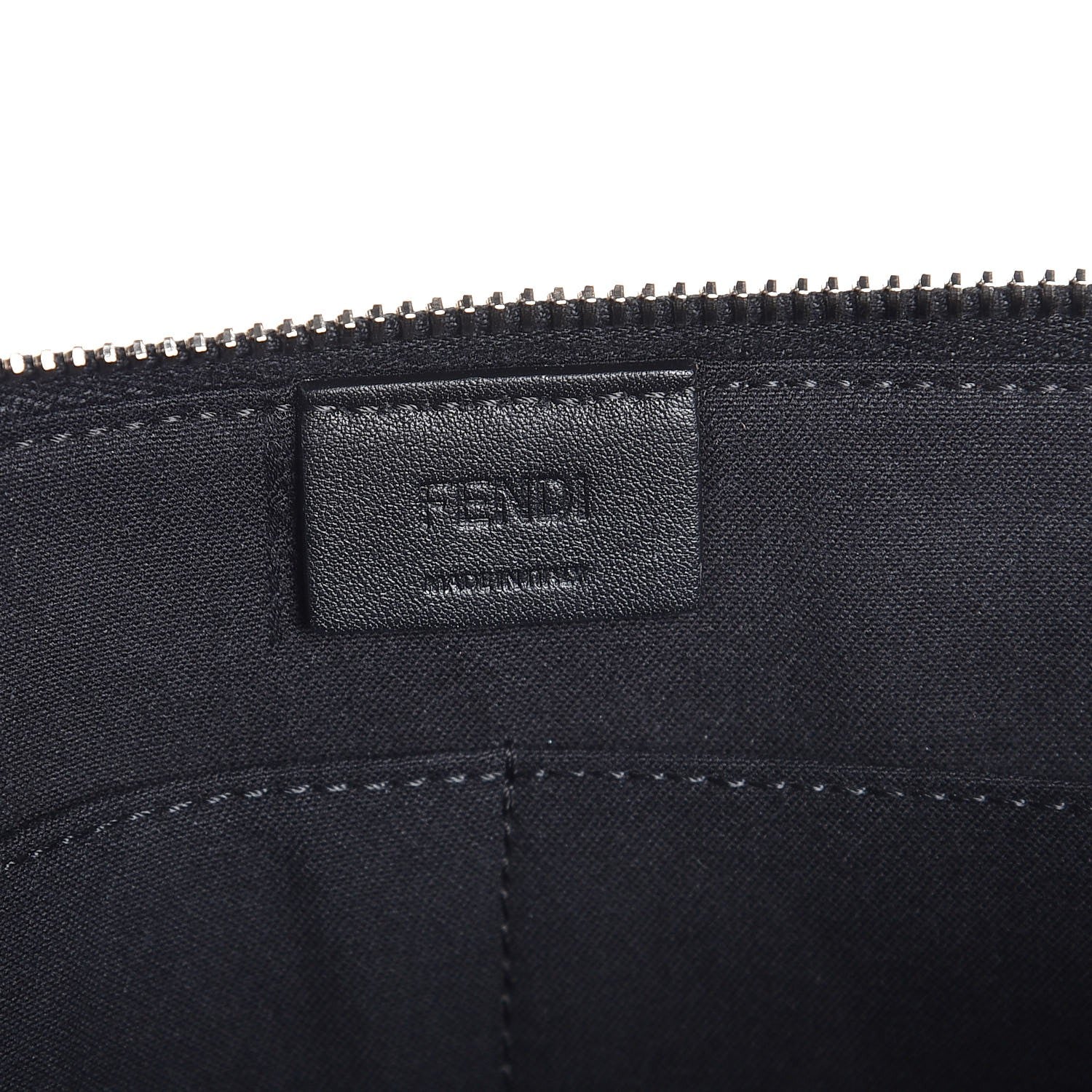 Fendi Vitello Elite Mink Fur Studded Karlito Zip Around Pouch Black 6 of 7