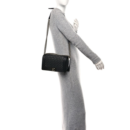 Chanel Calfskin Patent Braided Medium Boy Flap Black 2 of 10