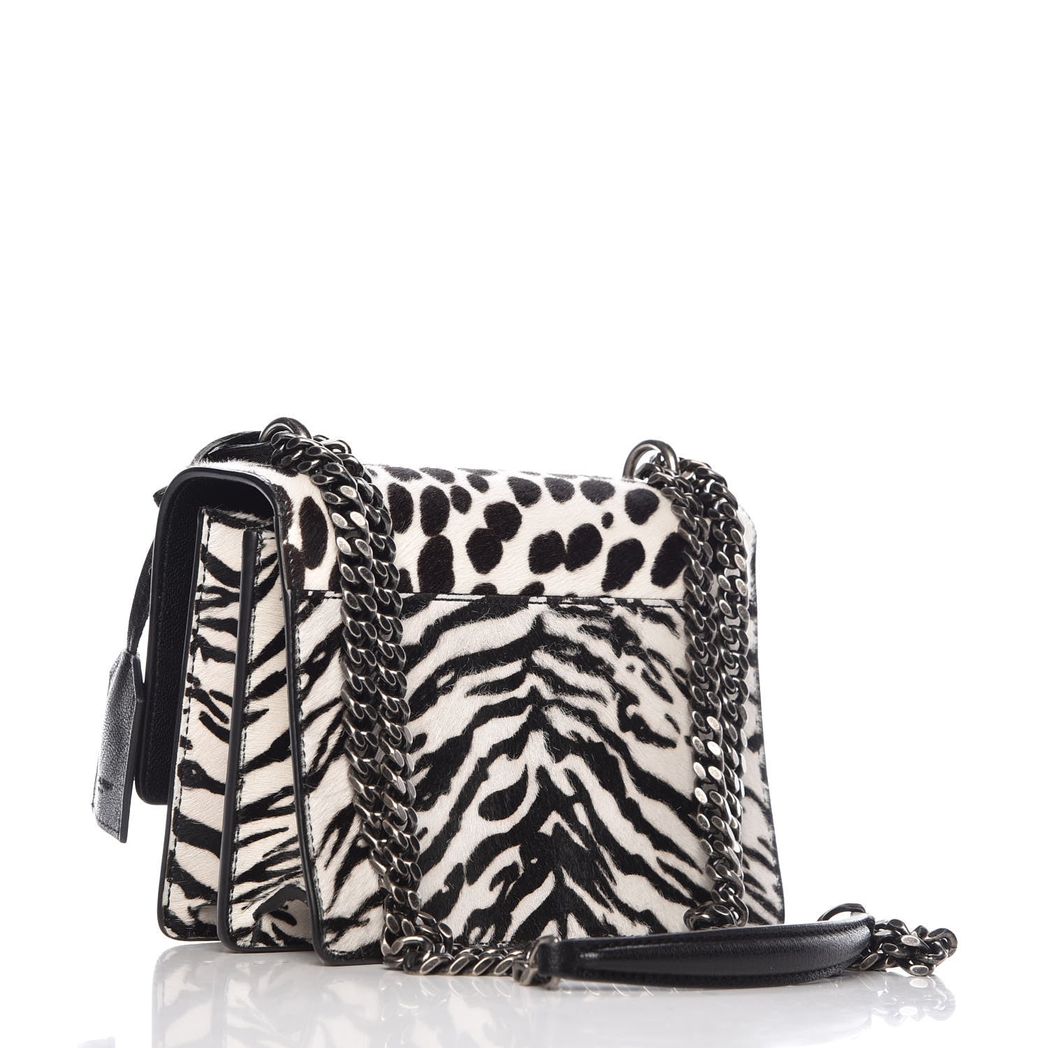 Saint Laurent Calf Hair Animal Print Small Monogram Sunset Shoulder Bag 3 of 8