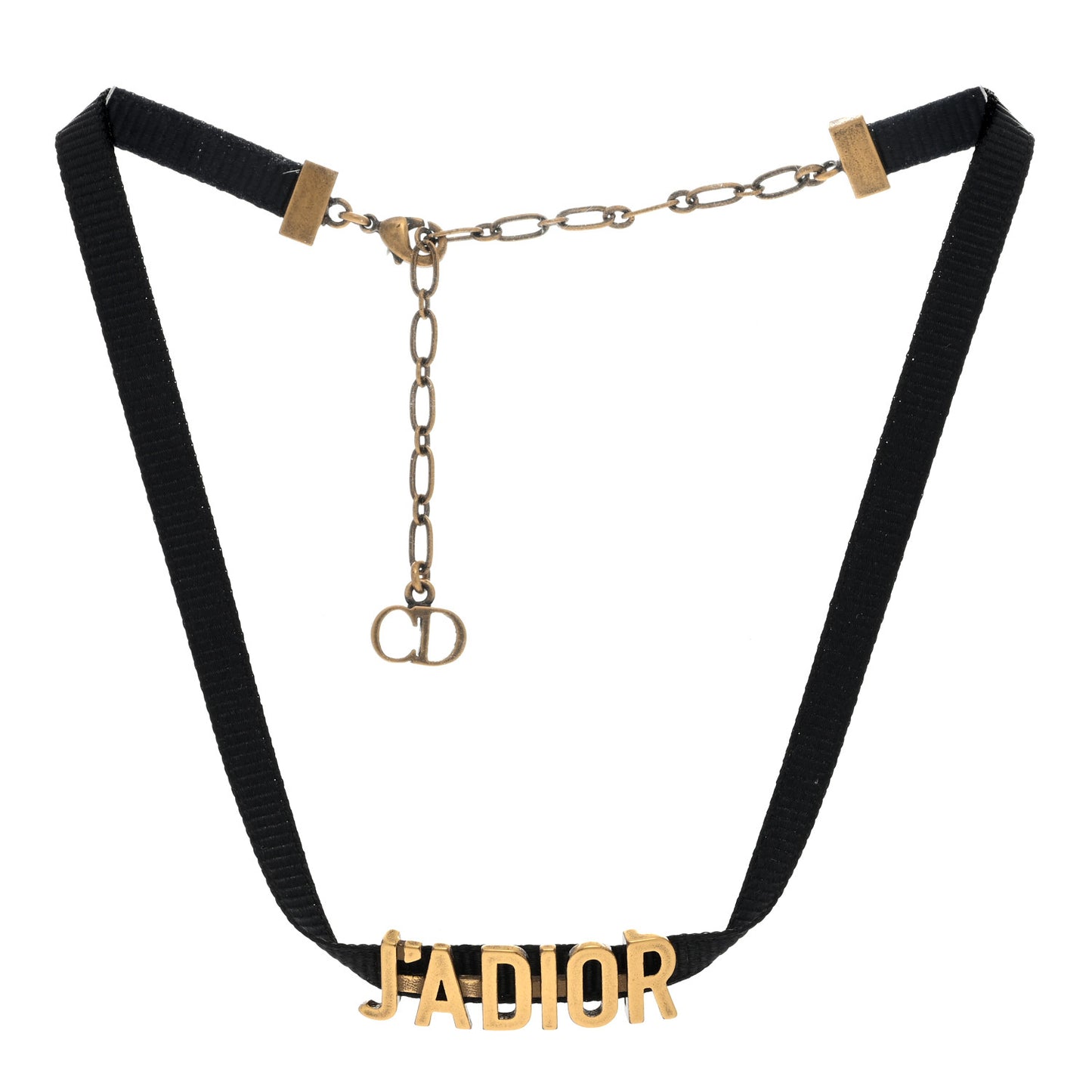 Grosgrain Ribbon J'Adior Logo Choker Necklace Black