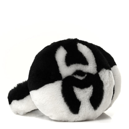 Chanel Shearling CC Bi-Color Ear Muffs White Black 3 of 4