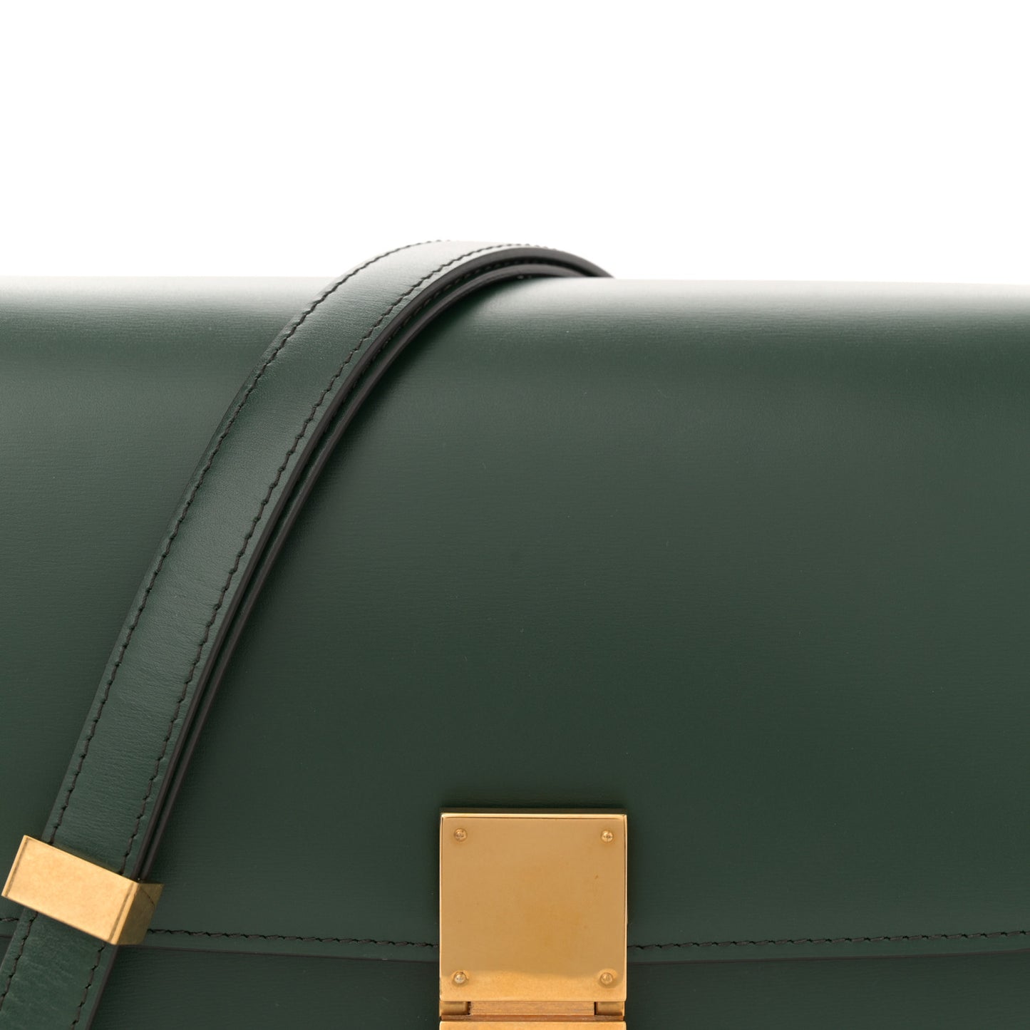 Box Calfskin Medium Classic Box Flap Bag Dark Green