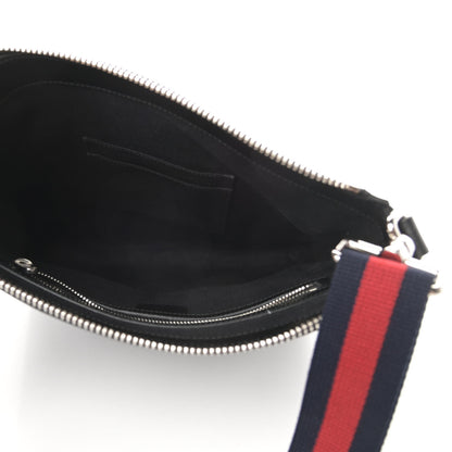 Gucci GG Supreme Monogram Appia Calfskin Web Flat Messenger Bag Black Grey 5 of 12