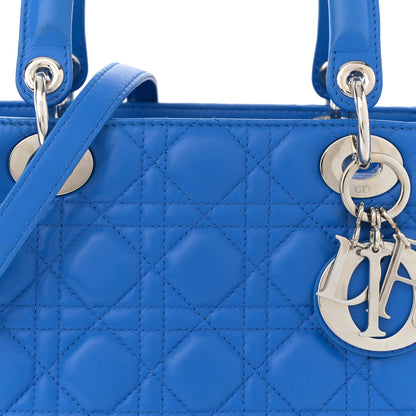 Christian Dior Lambskin Cannage Medium Lady Dior Blue Persan 8 of 15