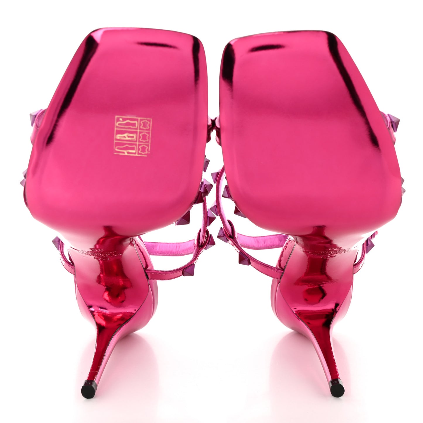 Metallic Calfskin Rockstud Ankle Strap 100mm Sandals 39 Pink