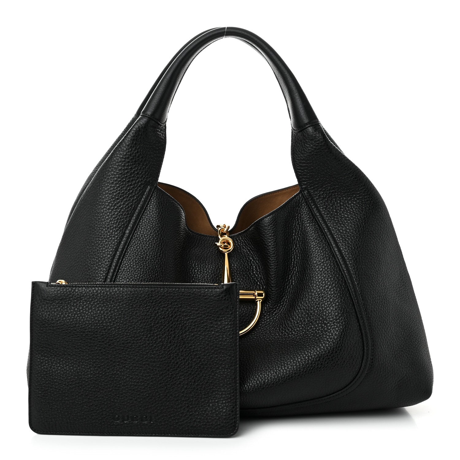 Gucci Grained Calfskin Softbit Maxi Shoulder Bag Black 3 of 10