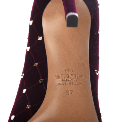 Valentino Garavani Velvet Rockstud Spike 105mm Pumps 37 Rubino 7 of 9