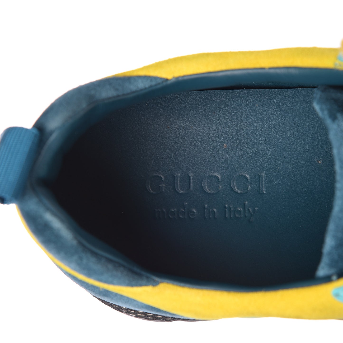 Suede Calfskin Mens Low Top Sneakers 11 Teal Yellow