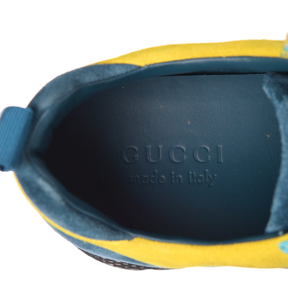 Gucci Suede Calfskin Mens Low Top Sneakers 11 Teal Yellow 7 of 9