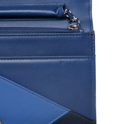 Chanel Lambskin Stitched Wallet On Chain WOC Blue 8 of 12