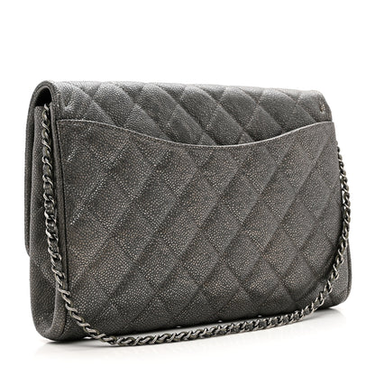 Chanel Metallic Caviar Quilted Clutch With Chain Flap Dark Silver 4 of 8