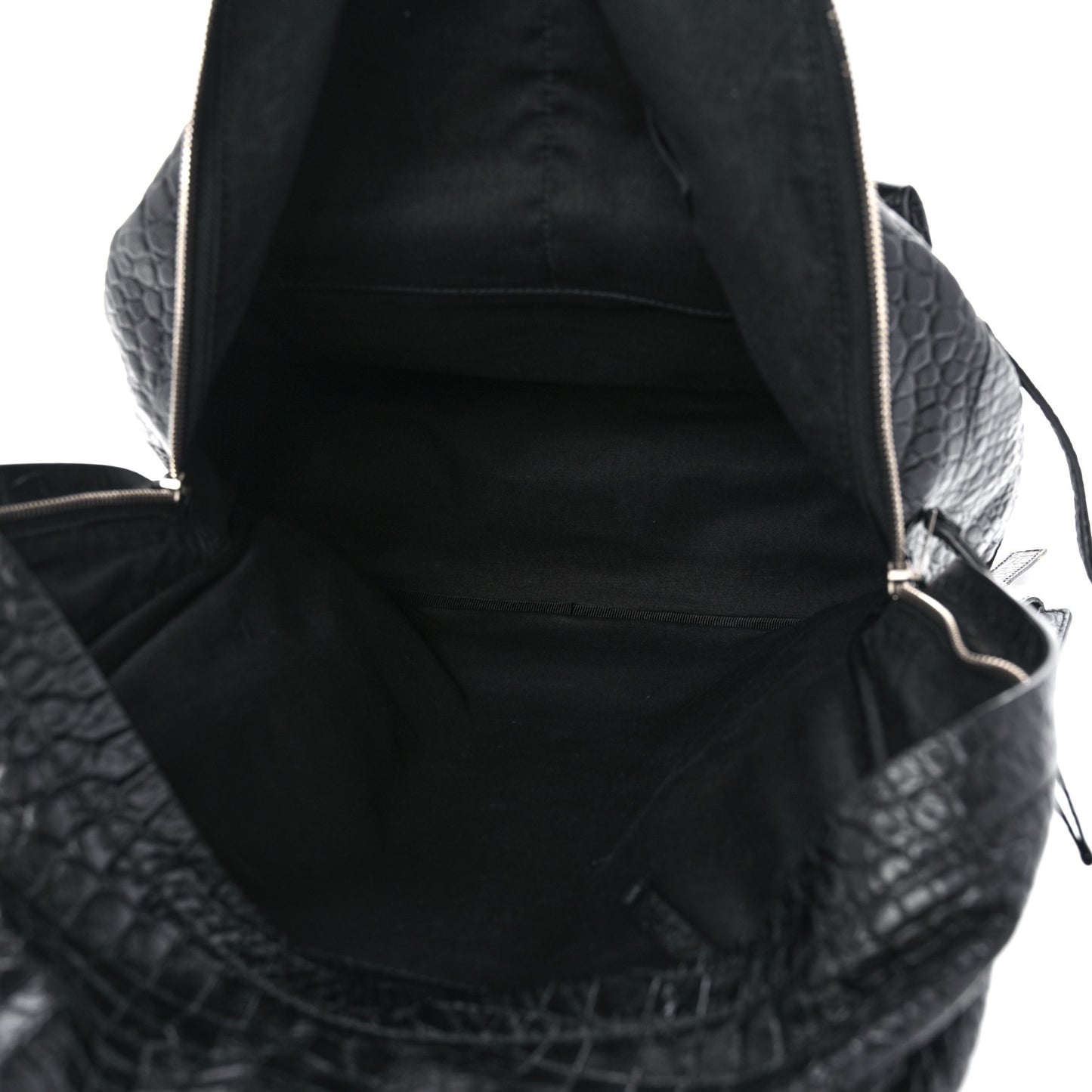 Calfskin Crocodile Classic Hardware Embossed Backpack Black