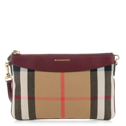 Burberry House Check Derby Peyton Crossbody Clutch Bag Mahogany Red 1 of 8