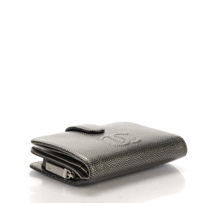 Chanel Metallic Caviar Timeless CC Zipped Pocket Wallet Dark Silver 4 of 8