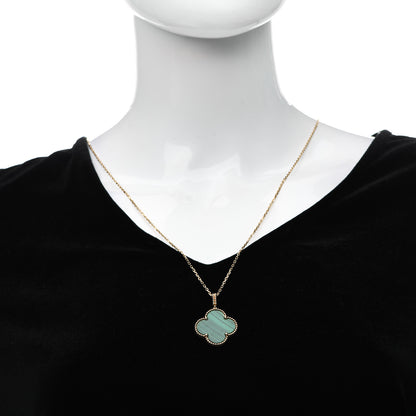 Van Cleef & Arpels 18K Yellow Gold Malachite Magic Alhambra Pendant Necklace 2 of 6