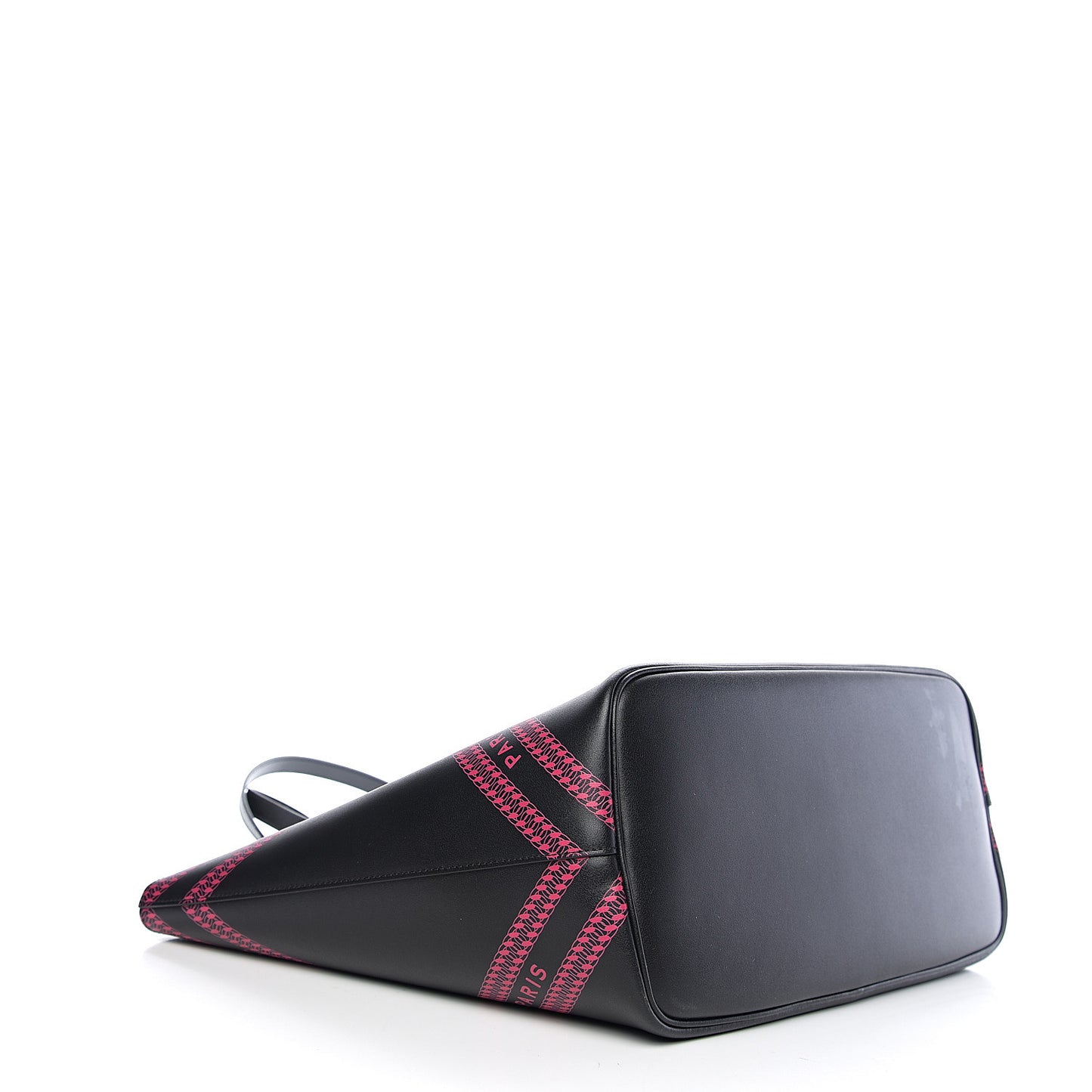 Smooth Calfskin Logo Chain Wing Shopper Tote Black Pink