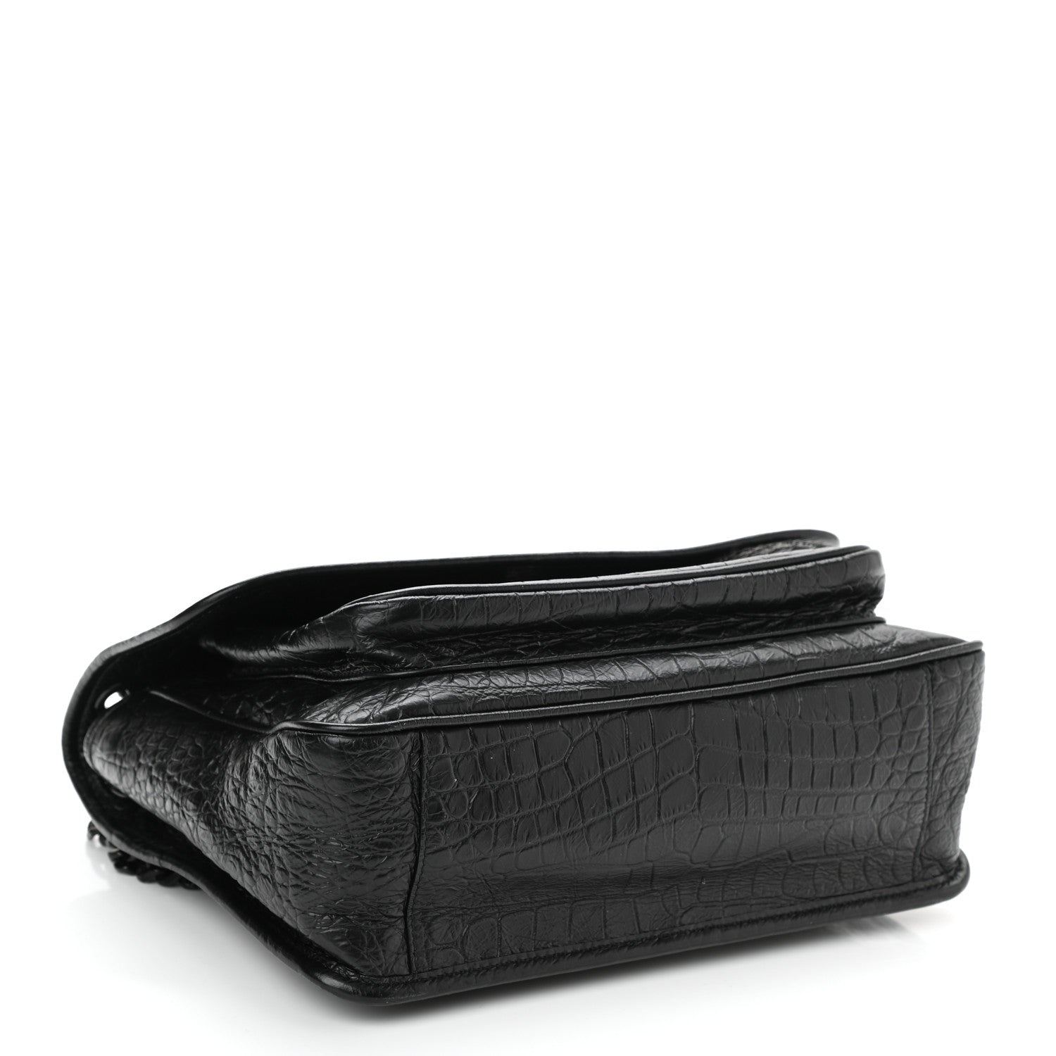 Saint Laurent Crocodile Embossed Lambskin Monogram Medium Niki Chain Satchel Black 4 of 9