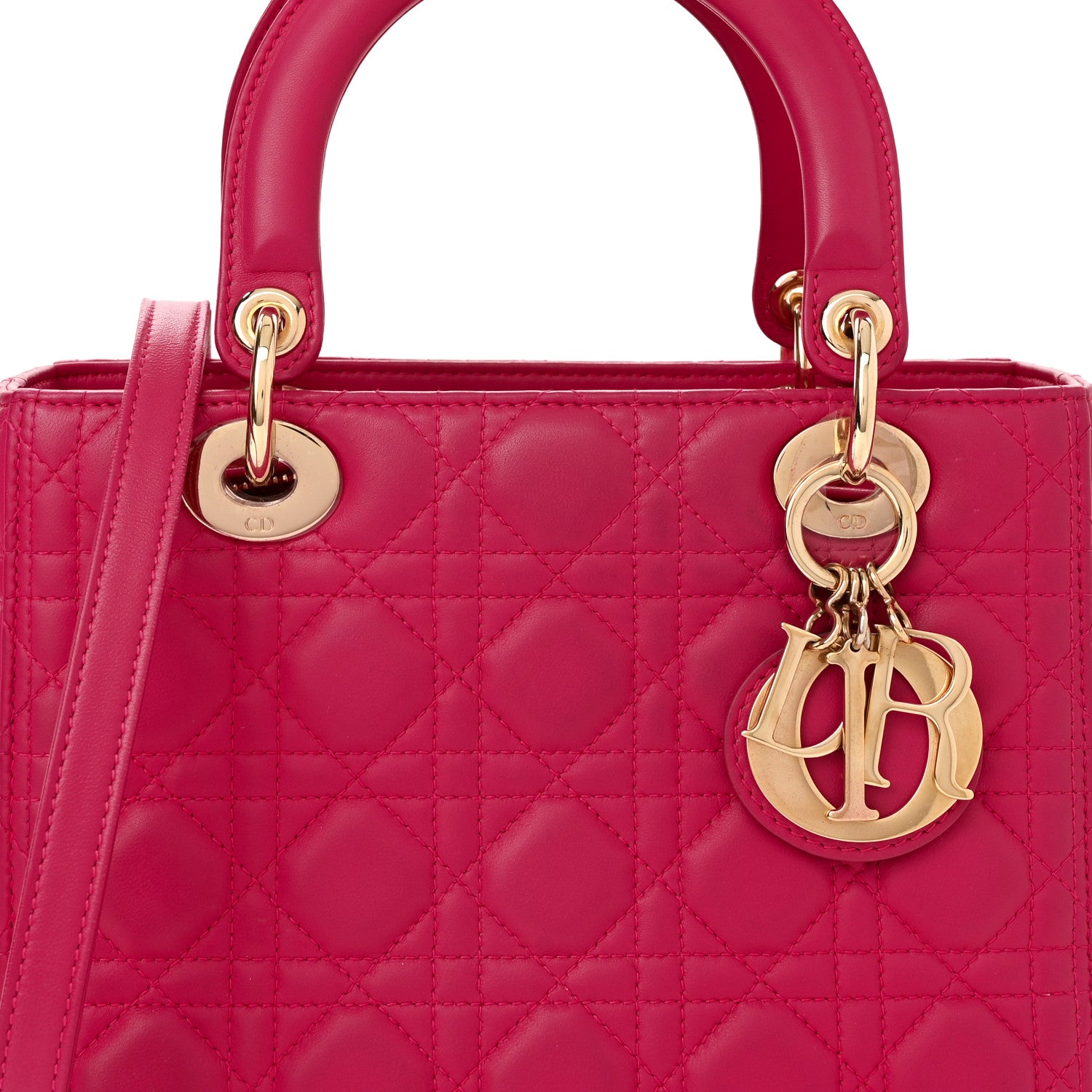 Christian Dior Lambskin Cannage Medium Lady Dior Fuchsia 7 of 9