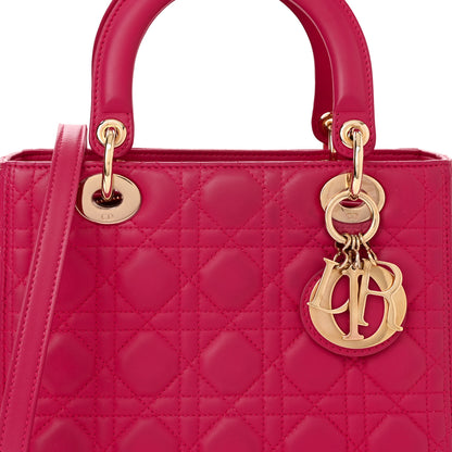 Christian Dior Lambskin Cannage Medium Lady Dior Fuchsia 7 of 9