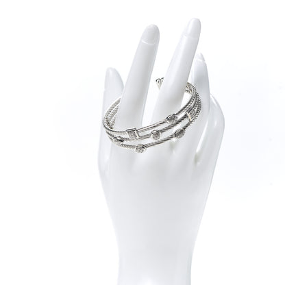 David Yurman Sterling Silver Diamond Three Row Confetti Cuff Bracelet 2 of 5