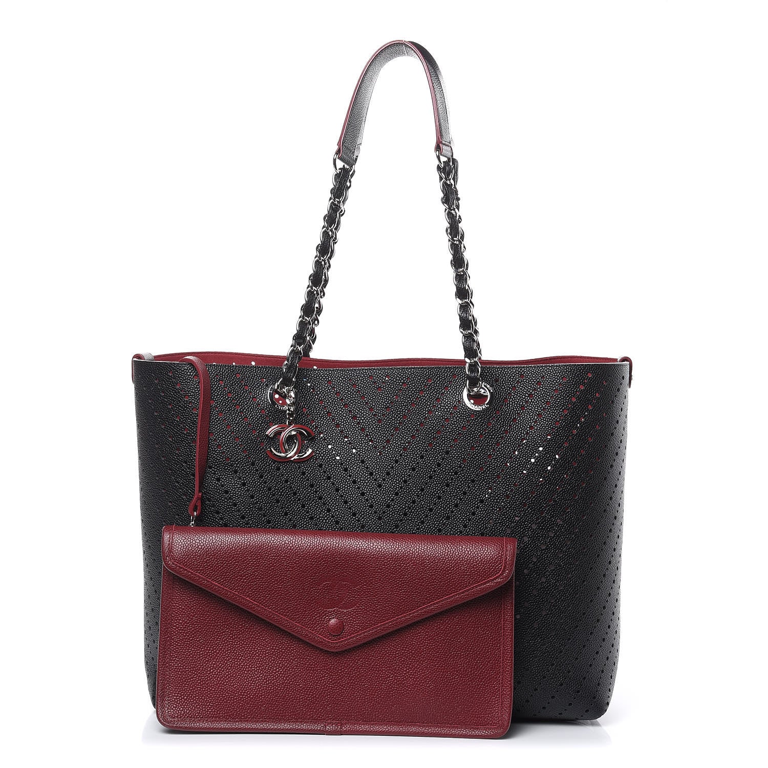 Chanel Perforated Grained Calfskin Large Shopping Tote Black 1 of 11