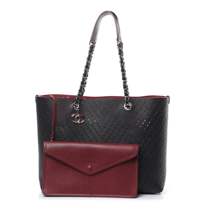 Chanel Perforated Grained Calfskin Large Shopping Tote Black 1 of 11