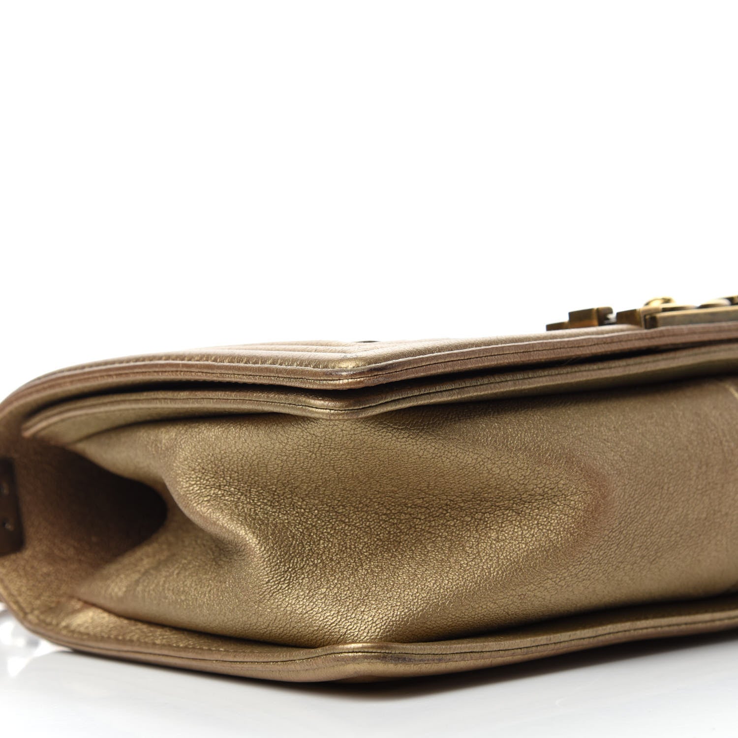 Chanel Metallic Lambskin Medium Golden CC Boy Flap Dark Gold 6 of 12